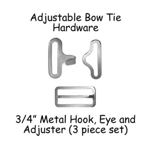200 Bow Tie Hardware Supplies - 3/4" Silver Metal Slide Adjuster, Hook & Eye - Picture 1 of 2