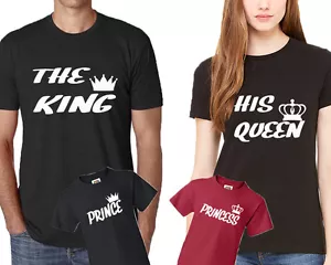HANDMADE FAMILY SET The King His Queen Prince Princess TSHIRT WHITE Design - Picture 1 of 4