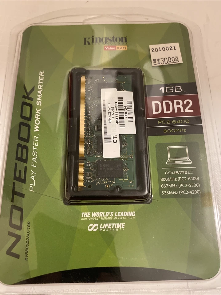 1GB Kingston DDR2 NOTEBOOK Laptop Memory PC2-6400 PC2-5300 PCS-4200 (af) - Image 1 of 4