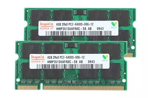 Hynix 2x 4GB 2Rx8 PC2-6400S CL6 RAM 1.8V DDR2 800Mhz Memory Laptop SODIMM Test-. - Picture 1 of 6