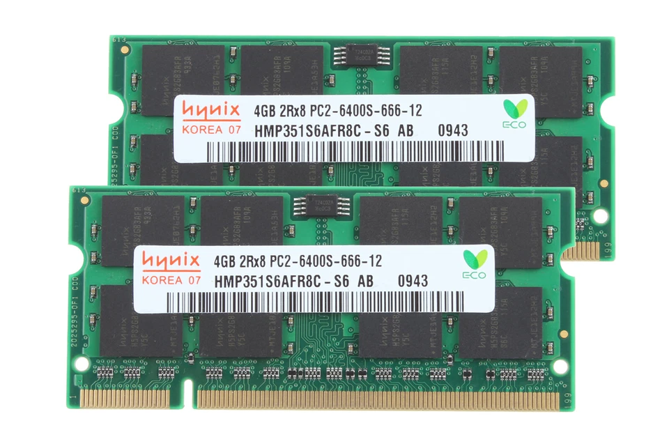 Hynix 2x 4GB 2Rx8 PC2-6400S CL6 RAM 1.8V DDR2 800Mhz Memory Laptop SODIMM Test-. - Image 1 of 4