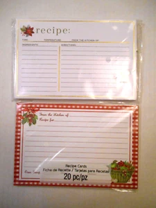 Lot of 2 CHRISTMAS Lined Recipe Cards HOLLY BERRIES & POINSETTIAS 45 Cards - Picture 1 of 2