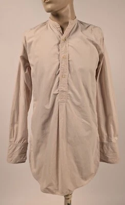 ANTIQUE 1940’S CC 1 MEN’S BAND COLLAR SHIRT W HALF BUTTON FRONT - Image 1 of 4