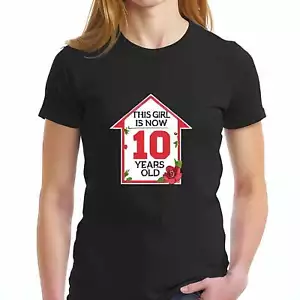 Short Sleeve T-Shirt for Girls - 'This Girl is Now 10 Years Old' -All cotton - Picture 1 of 4
