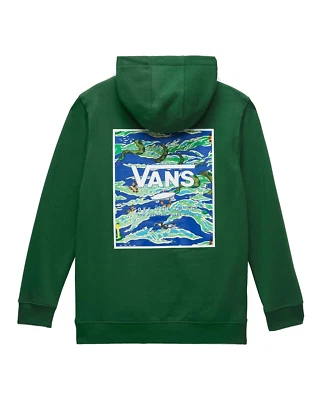 Brand New Boys Vans Print Box Back Hoodie Eden/True Blue Size M(10-12) - Image 1 of 2