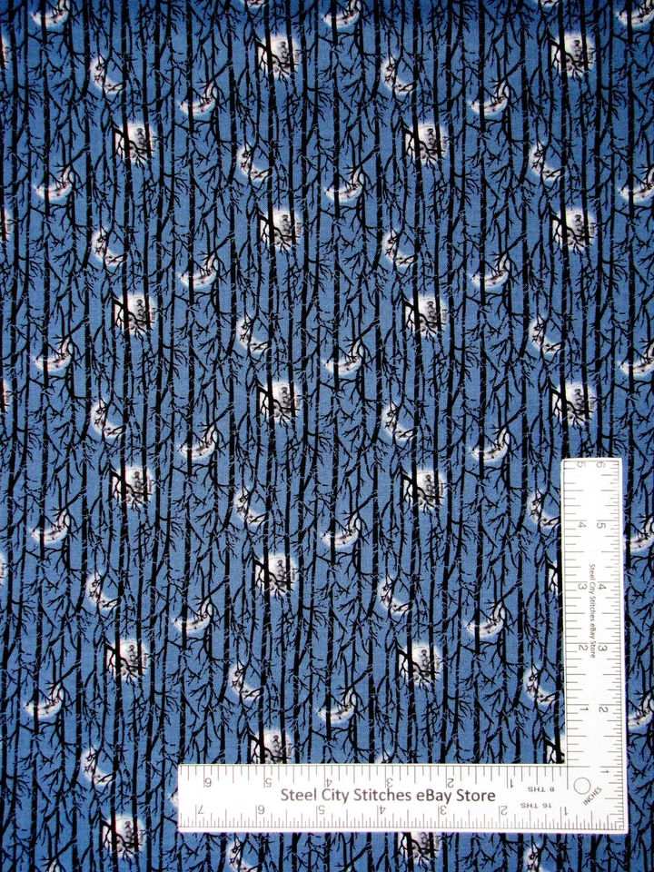 Halloween Fabric Spooky Night Moon Though Trees Linear Studio E Cotton Yard - Image 1 of 1