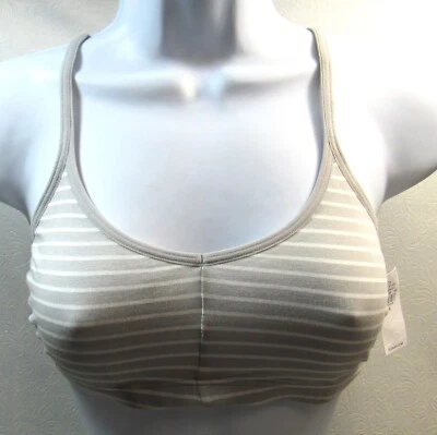 Old Navy Everyday Cotton Bralette Bra Size Small Gray & White Stripes New - Image 1 of 4