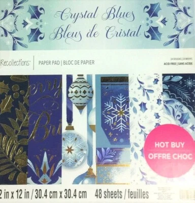 CRYSTAL BLUES MIX o MATCH (2 almohadillas) recuerdos 12"x12" almohadilla de papel cartulina Foto 1 de 4