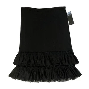 NWT Karen Kane Skirt Womens XL Black Tiered Sheer Ruffle Lined Midi MSRP $98 - Picture 1 of 10