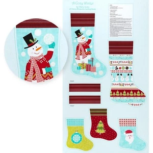 Cozy Winter  Cotton Fabric Christmas Stocking  Ornament Benartex  By the Panel  - Picture 1 of 1