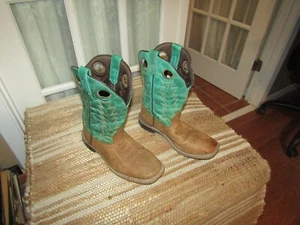Smoky Mountain Leather " Jesse" Boots Unisex Youth size 5.5 Teal/Brown 3851Y - Picture 1 of 9