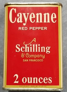 Rare Vintage Schilling Spice Tin Cayenne Red Pepper - Picture 1 of 6