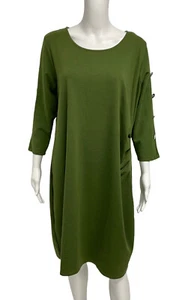 NY Collection Women's Long Sleeve Knee Length Forest Green Shift Dress Size 1X - Picture 1 of 7
