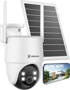 COCOCAM AOV Outdoor WiFi Security Camera with 10000mAh Battery 8W Solar Panel - Bild 1 von 9