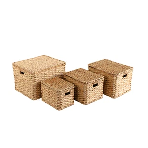 Eden Grace Hand-Woven Wicker Storage Trunks with Twisted Weave and Iron Frame - Picture 1 of 9