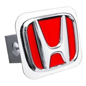 Honda Logo Hitch Cover (Red On Chrome) - Picture 1 of 5