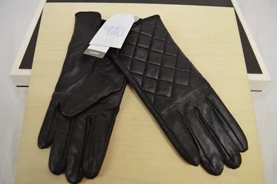 Guantes de cuero forrados de vellón Time & Tru para mujer L/XL NUEVOS CON ETIQUETAS forrados de vellón negro Foto 1 de 4