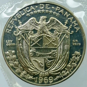 1969 PANAMA Large Balboa PROOF Antique Silver Vintage Panamian Coin i118208 - Picture 1 of 2