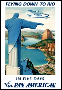 Póster de viaje de Pan Am Airlines Río de Janeiro impresión en lona imán nevera 6x8 L - Imagen 1 de 2