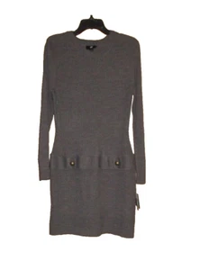 Gray Knit Dress Drop Waist Pullover Long Sleeve NWT Juniors L Byer Washable - Picture 1 of 4