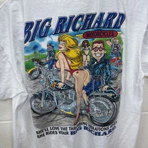 Camiseta de Colección Big Richard Motorcycles Para Hombre Grande Blanca Solo llámame Dick Humor - Imagen 1 de 17