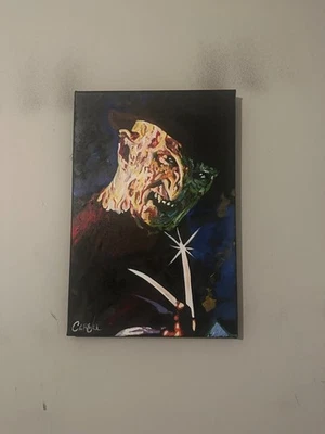 Freddy Krueger Nightmare on Elm St Art 12" x 18" Pop Art Painting Chris Cargill - Image 1 of 4