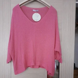 LV Clothing Made In Italy Raspberry Pink Soft Knit Jumper L Uk BNWT Lagenlook - Picture 1 of 8