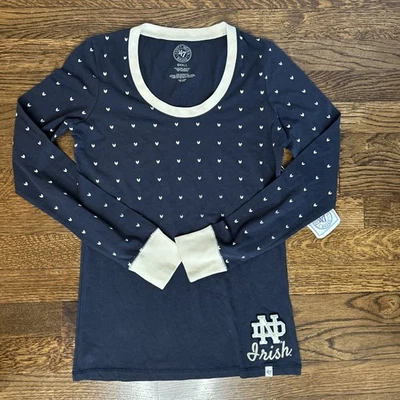 Nortre Dame Fighting Irish '47 Marca Larga Beige/Negro Manga Larga Mujer Pequeña Foto 1 de 4