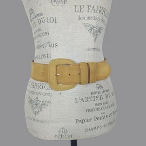 Vintage Amanda Smith Belt Small Yellow Suede Wide - Picture 1 of 9