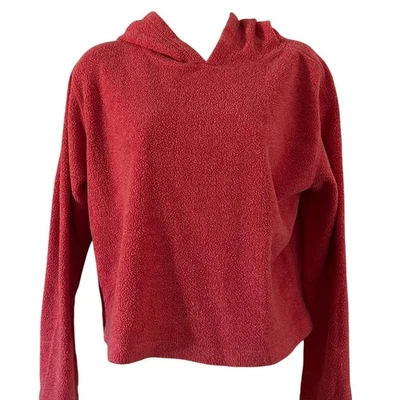 Express Athletique Coral Pink Fleece Hoodie Pullover Woman Size Medium Comfy Y2K - Image 1 of 4