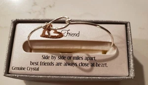 Sterling Silber & Kristall Freund Herz Charm Armreif Armband-Neu im Karton $60 - Bild 1 von 5