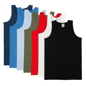 Mens 6 Pack Cotton Tank Tops Gym Training Vests Sleeveless Summer Undershirt lot - Picture 1 of 16
