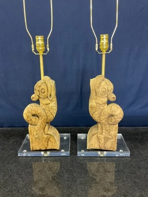 一对古董法国 Dolphen 建筑碎片灯带露石底座 — 第 1/4 张图片