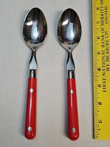 MARDI GRAS Washington Forge WF Cherry Red Flatware 2 piece Set Korea Vtg 7.75" - Picture 1 of 5