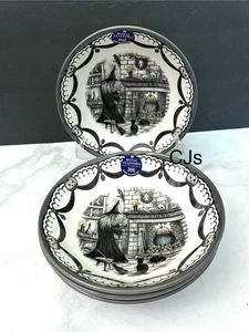 Set of 4 Royal Stafford 1666 Witch Fireplace Black Cat Pasta / Salad Bowls New - Picture 1 of 11