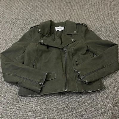 Куртка женская BB Dakota S искусственная кожа зеленая на молнии укороченная искусственно состаренная с дефектами - Изображение 1 из 4