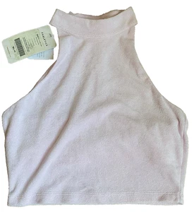 Fabletics M Medium M/8 Terry Built-In Bra Tank Top Shirt Women Cropped Racerback - Picture 1 of 11