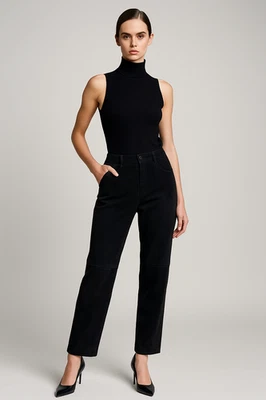 SONOMA Genuine Leather Pants Women’s Size 8 Black 100% Leather Vintage High Rise - Image 1 of 4