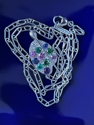 Collar de eslabones ovalados colgante paleta de pintor de piedras preciosas de platino Tiffany & Co Foto 1 de 4