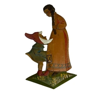 Vintage Erzgebirge Wooden Wall Decor Gnome Woman Fairy Tale - Bild 1 von 9