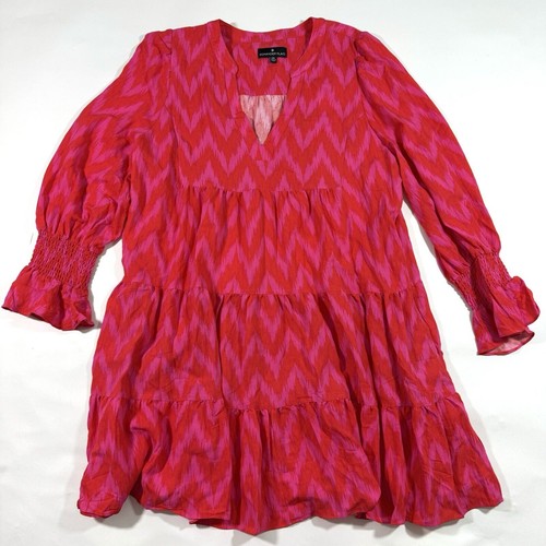 Abito Pomander Place rosa caldo Ikat Kenzo manica lunga taglia XXL