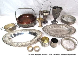 LOT ANTIQUE SILVERPLATE DISHES EG WEBSTER, DERBY Trays Baskets Bowls - Picture 1 of 17