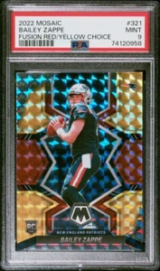 2022 Mosaic Fusion Red Yellow Choice /80 Bailey Zappe PSA 9 Mint RC Rookie Pats - Picture 1 of 3