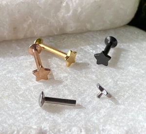 4pc Value Pack Ion Plated Steel Internally Threaded Star Labrets / Monroes - Picture 1 of 10