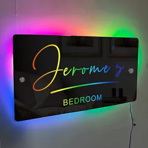 Personalised Mirror LED Neon Sign Light Up Sign Room Wall Bar Decor with Remote - Picture 1 of 9
