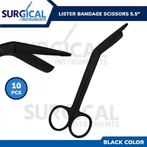 10 Pcs Tactical Black Lister Bandage Scissor 5.5" Black - Ideal for EMT & Nurse - Picture 1 of 9