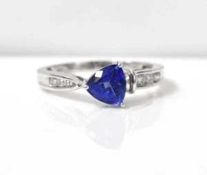 14K White Gold Tanzanite Diamond Ring 2.3G SZ 7.15-7.25 - Picture 1 of 8