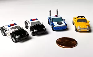 1997 HOT WHEELS PLANET MICRO MACHINES Police Cars and Big Apple Taxi Lot of 4 - Picture 1 of 23