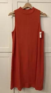 NWT Old Navy Orange Sz XL Sleeveless Mock-Neck Rib-Knit Shift Dress for Women - Picture 1 of 3