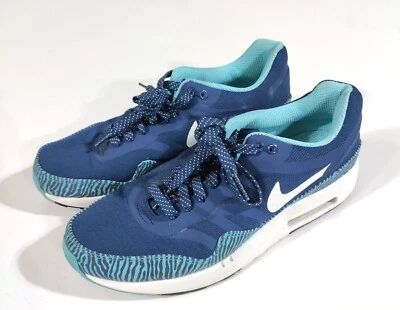 Nike Air Max 1 PRM TAPE Brave Blue & Summit branco zebra tamanho 9 599514-410 feminino - Imagem 1 de 4